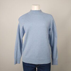 Michael Kors Blue Merino Wool Asymmetrical Cold Shoulder Knit Sweater Size XS